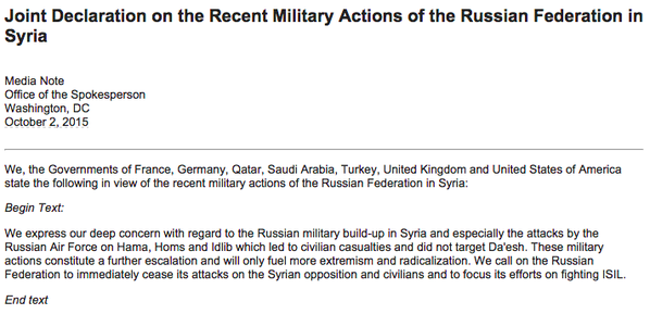 West, Turkey and Gulf countries call on Russia to stop its war on the Syria opposition 