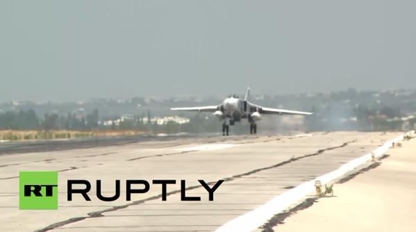 Russian jets land and take off for sorties at Hmeymim base