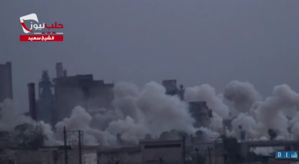 Intense rebel shelling of the #Assad-held cement factory in Southern 