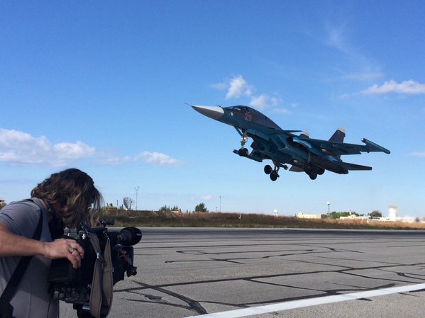 BBC on the runway at the Russian airbase near Latakia, Syria 