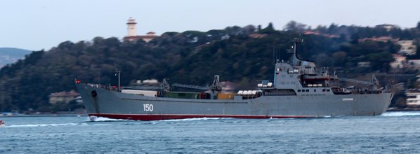 Project 1171 Russian Navy's Tapir/Alligator class landing ship Saratov 150 transits northbound Bosphorus 