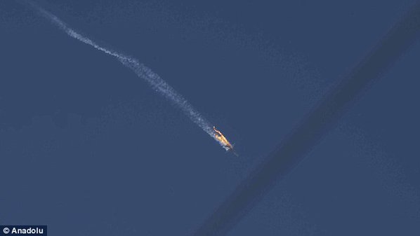 Latest pics of Russian jet shot down by Turkey show pilots parachuting down 