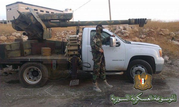 #Syria DIY self-propelled artillery. Truck-mounted 122mm D-30 ( 2A18M) used by SAA 