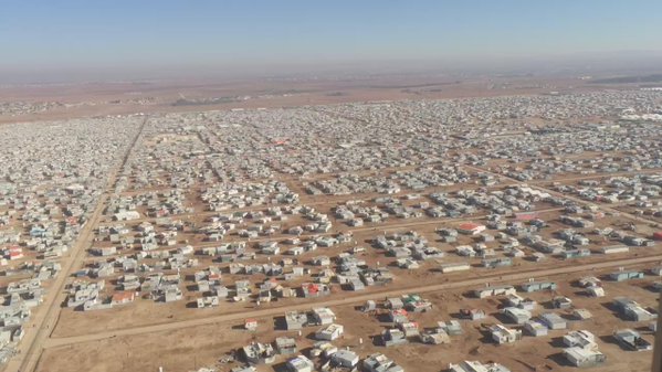 Jordan Zaatari Camp - less than 10 % of its Syrian population - King Abdullah tells us Jordan is now saturated