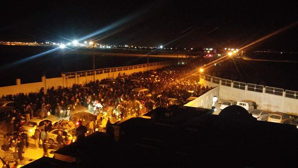 Civilians going out of Syria at Azaz, North Aleppo