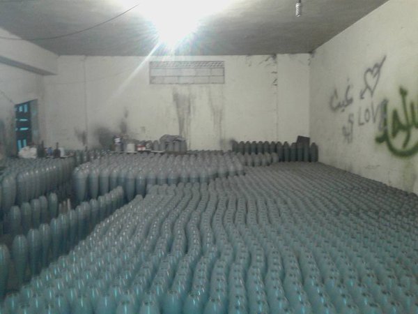 Rebel warehouse full of mortars, presumably in Latakia 