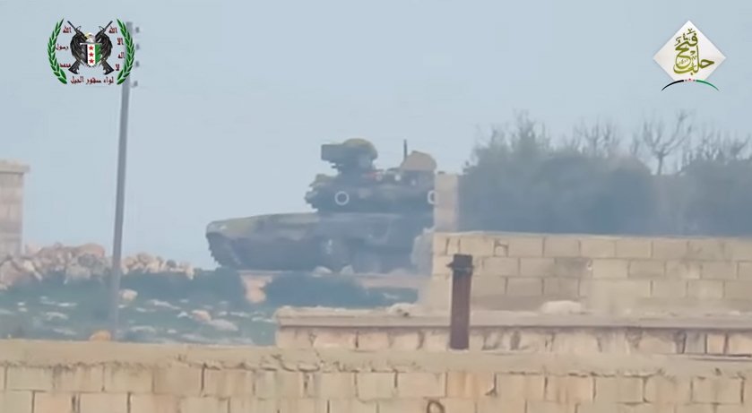 Short range (~800m) TOW strike hit T90 with Shtora in Sheikh Aqil 