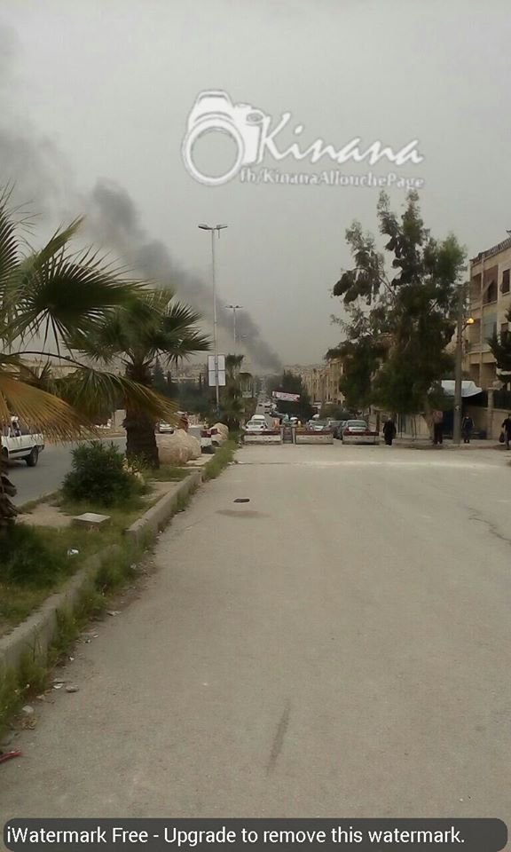 Fire in civilians buildings in west Aleppo due to rebels shelling today 