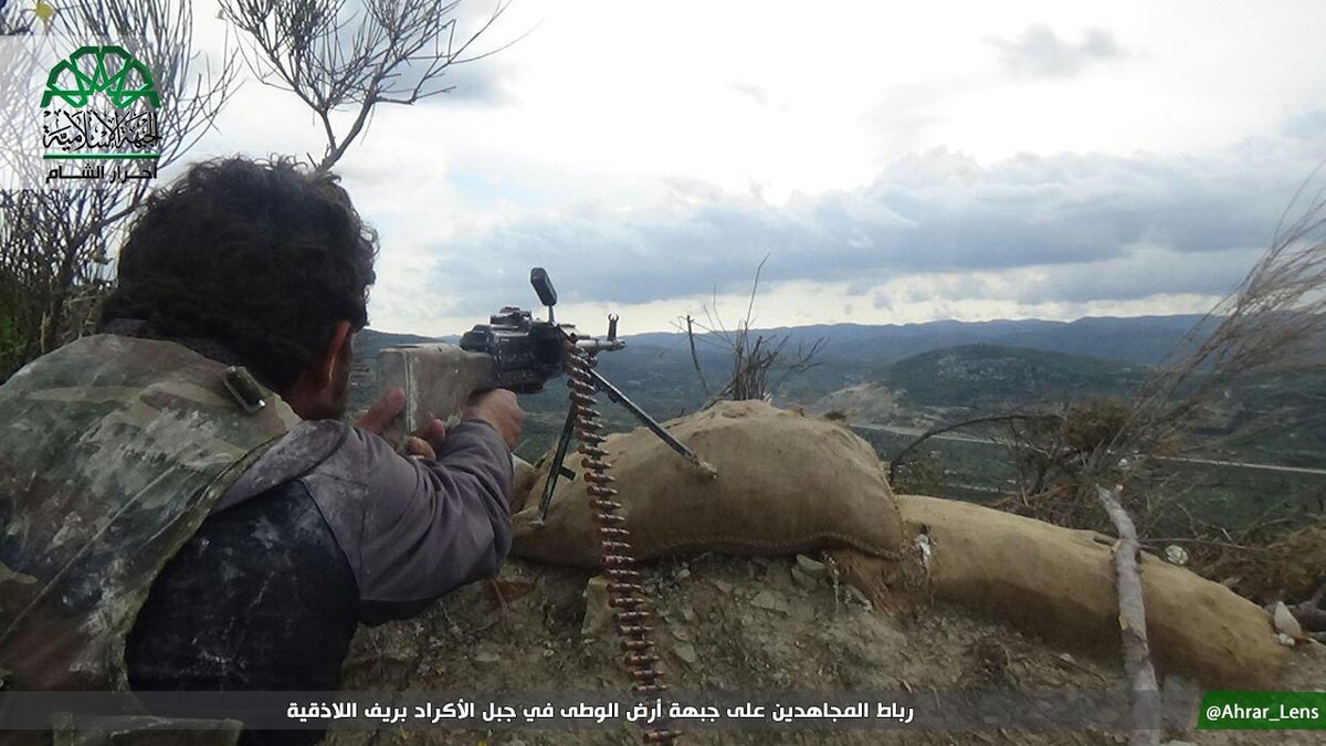 Ahrar Al-Sham positions overlooking strategic M4 highway (Latakia-Aleppo) in Jebal Al-Akrad, N. Latakia.  