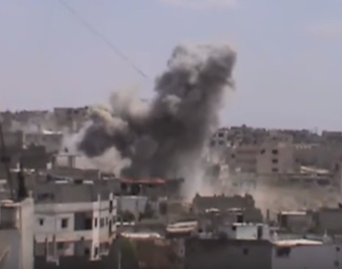 Su-22 dropped regular  and  cluster bombs on Talaf, Houla, Talbisah and Rastan 