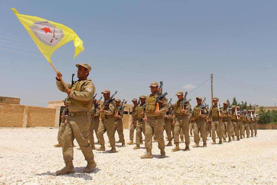 North Syria: Kobanê: Self Defence Forces of Rojava training.  