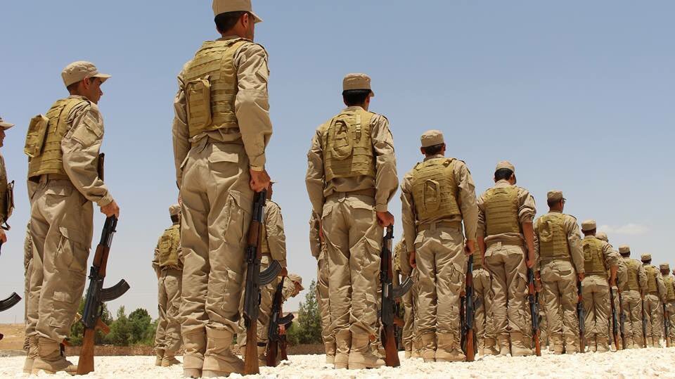 North Syria: Kobanê: Self Defence Forces of Rojava training.  