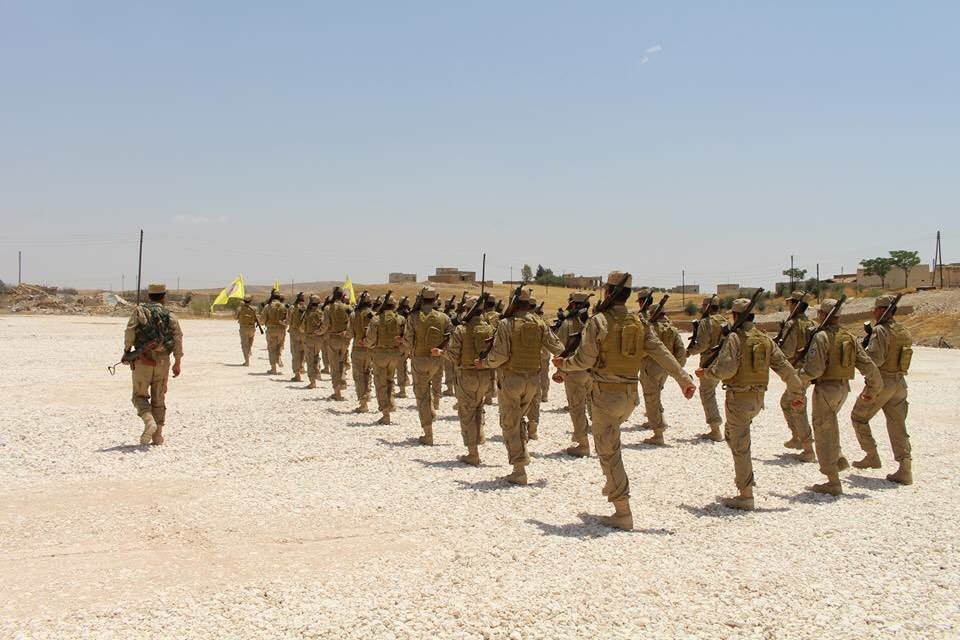 North Syria: Kobanê: Self Defence Forces of Rojava training.  