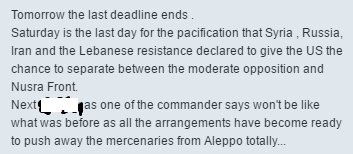 SAA soldier explains to that Saturday 25/06/16 (today) was the deadline given by Russia for U.S to separate 'moderate opposition' from 'unmoderate opposition'. Making most likely today the day of a massive regime offensive on rebels in Northern Aleppo esp after heavy airstrikes heard throughout the night by RuAF. 