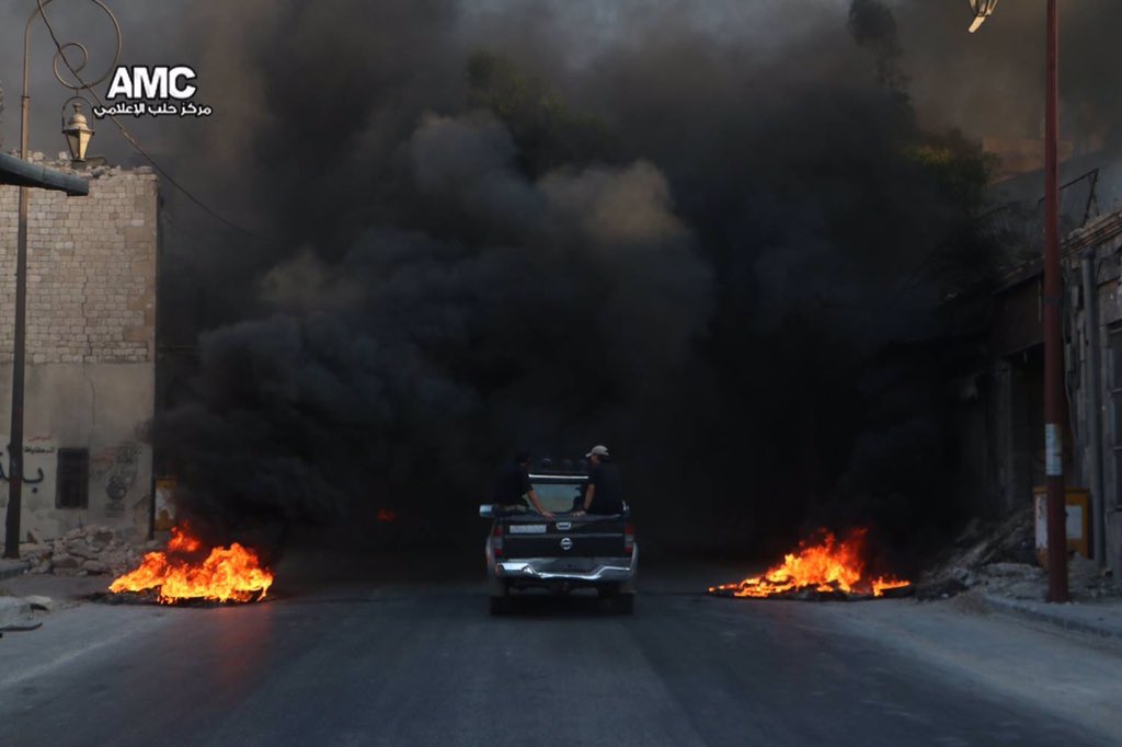 People burning tires - early today in Aleppo