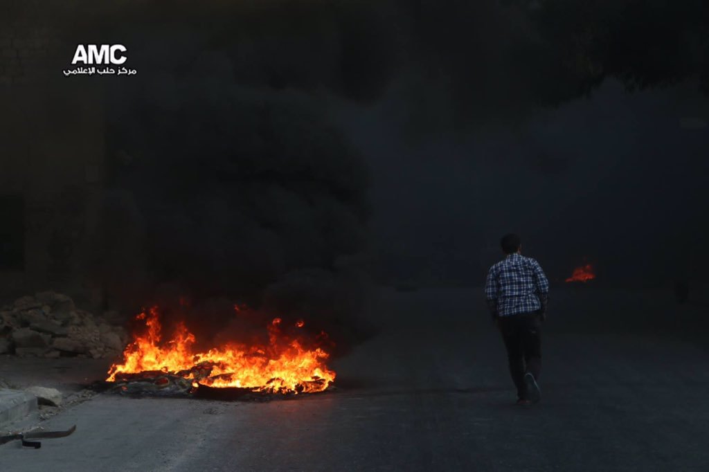 People burning tires - early today in Aleppo