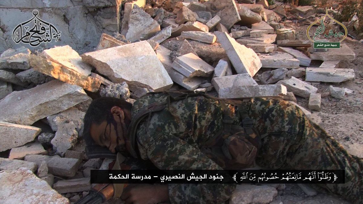 Images: Dead pro-SAA soldiers in/around Hikmah school, Southern Aleppo.