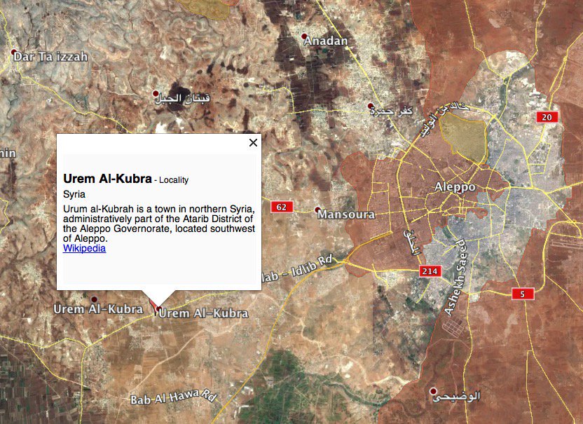 Massive Luftangriffe auf die Urum Al-Kubra, 15 km östlich von Aleppo