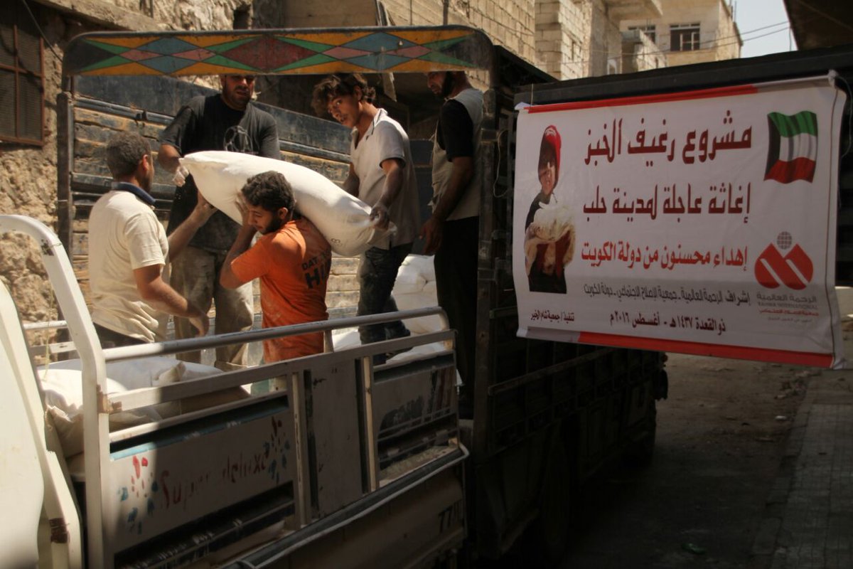 Images: Humanitarian aid from Kuwait arrives in Aleppo, Syria. 