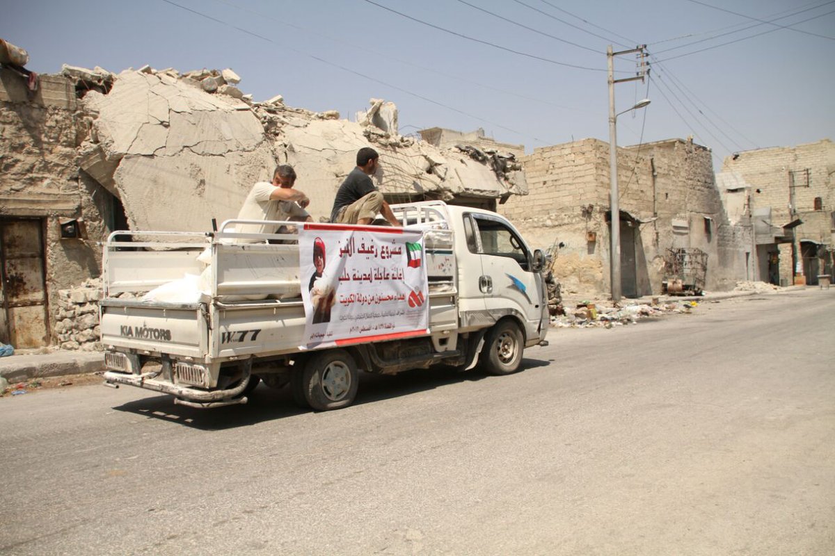 Images: Humanitarian aid from Kuwait arrives in Aleppo, Syria. 