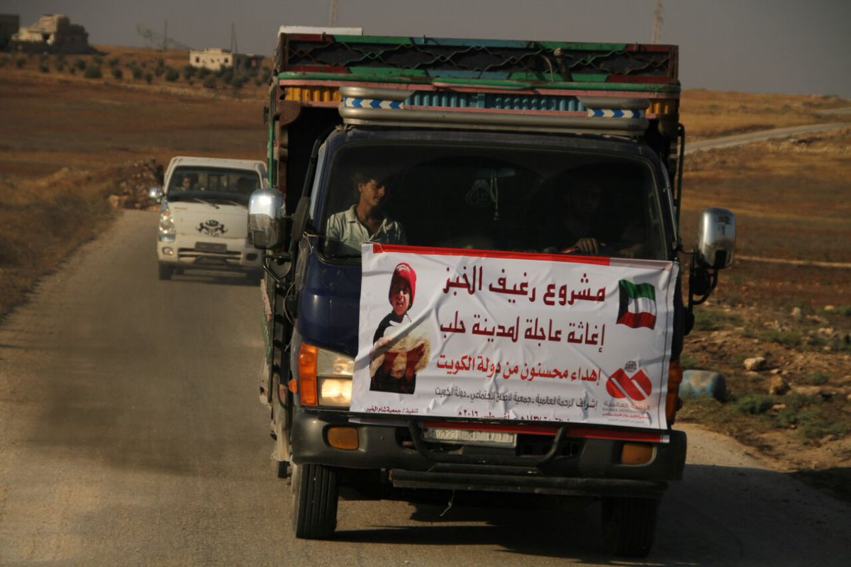 Images: Humanitarian aid from Kuwait arrives in Aleppo, Syria. 