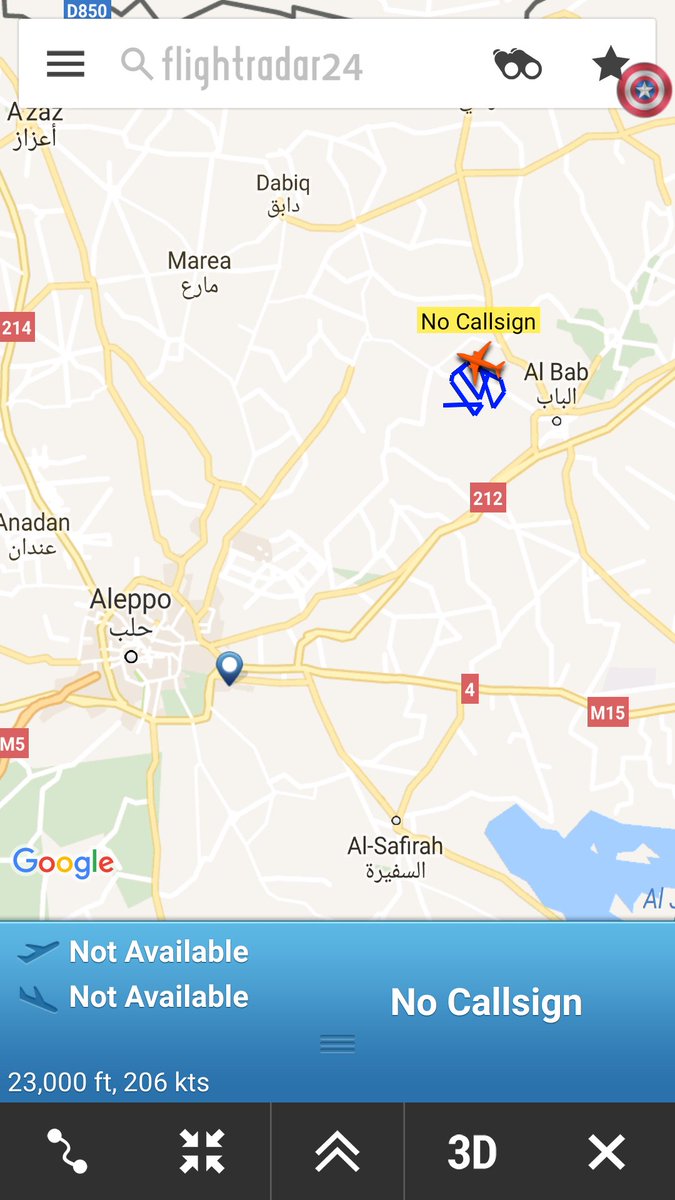 Unidentified plane over Al-Bab Aleppo Syria . hex DE7554  