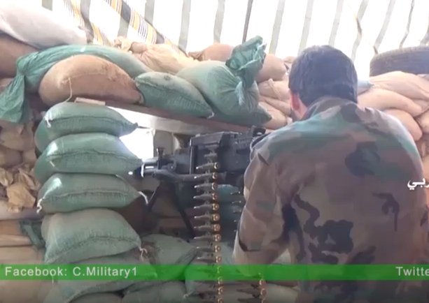 SAA ZSU-23-4 Shilka and Kord heavy machine gun firing on Ramouseh artillery base before capture.  