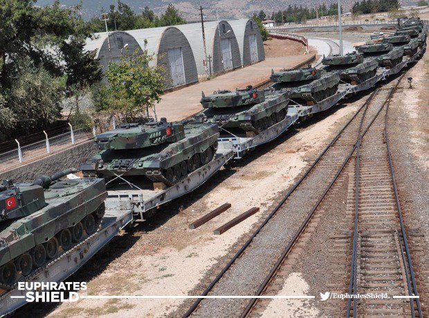 Turkey sending Leopard 2 tanks to northern Syria #EuphratesShield  