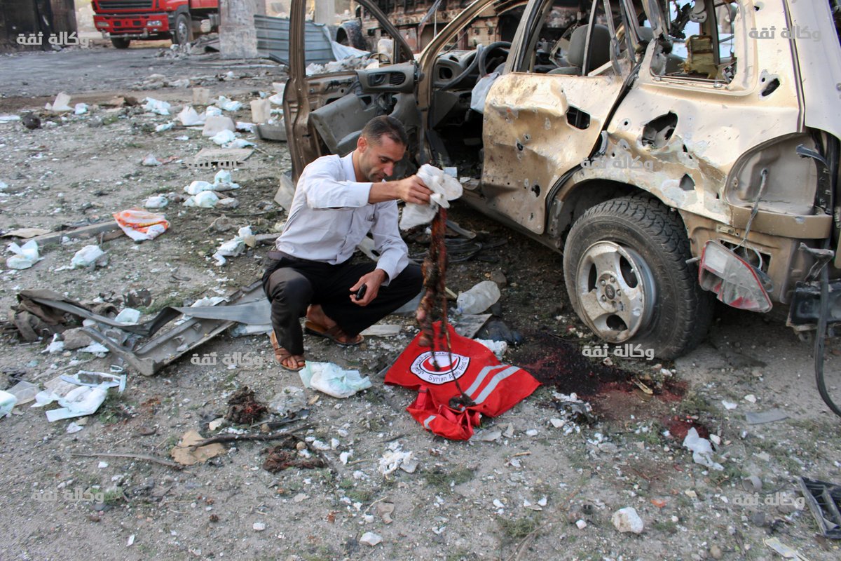 First daylight pics of UN aid convoy that was destroyed last night by Russia'n airstrikes