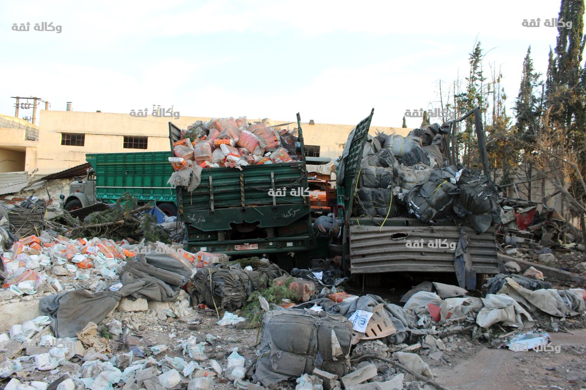 First daylight pics of UN aid convoy that was destroyed last night by Russia'n airstrikes