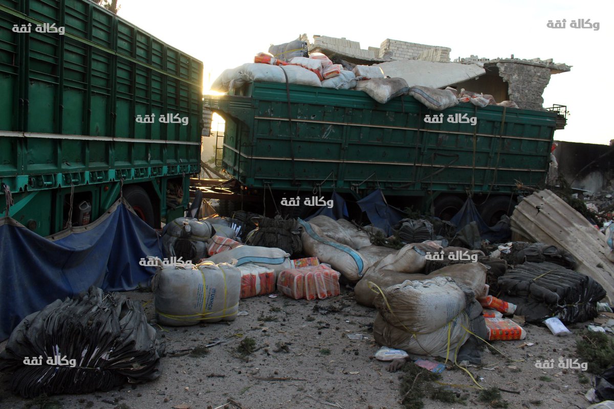 First daylight pics of UN aid convoy that was destroyed last night by Russia'n airstrikes