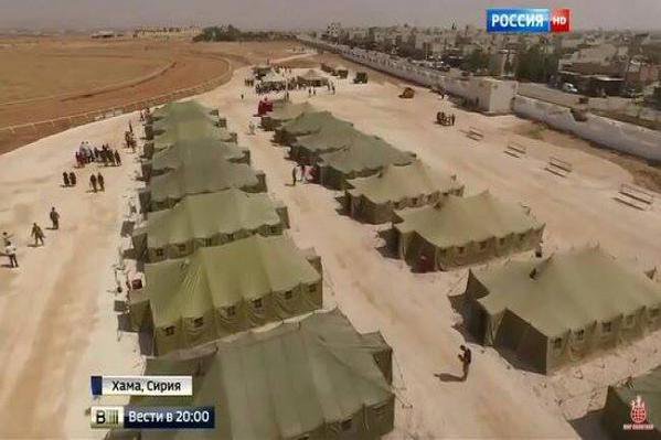 Russian Camp inside Hama Hippodrome this summer. Size slightly reduced (18 main tents vs 23 last October).   