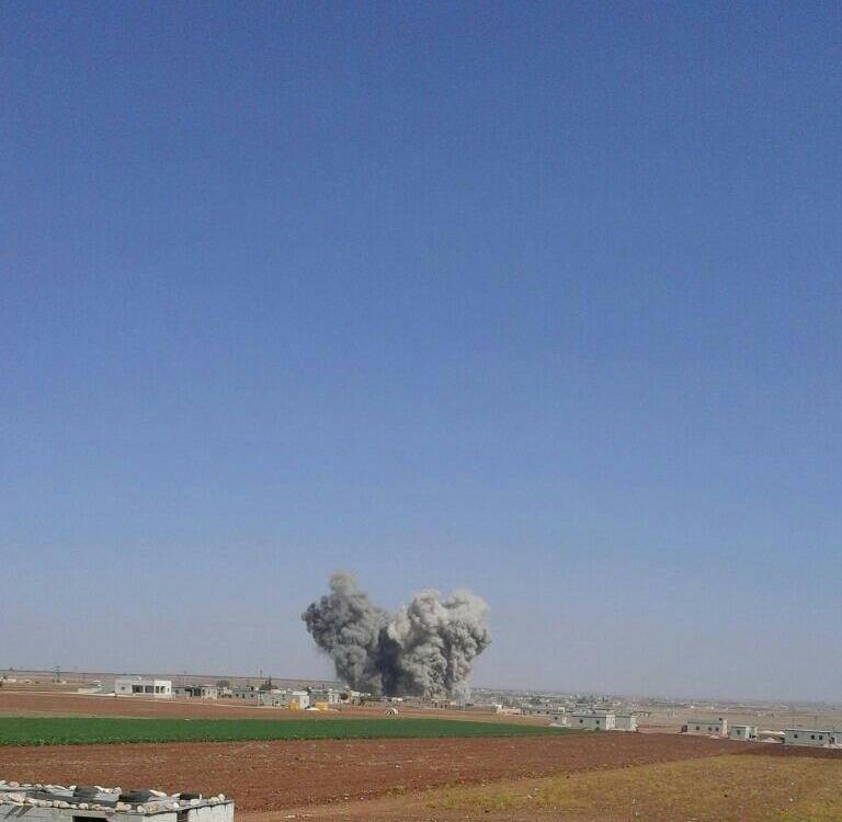 A car bomb of Daesh destroyed around Turkmen Bareh #EuphratesShield