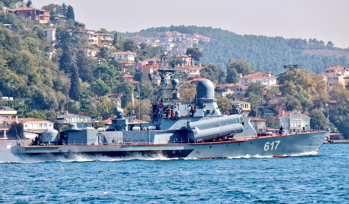 Project1234 BSF Nanuchka class guided missile corvette Mirazh 617 departed Black Sea  and  transited Bosphorus en route to Mediterranean  