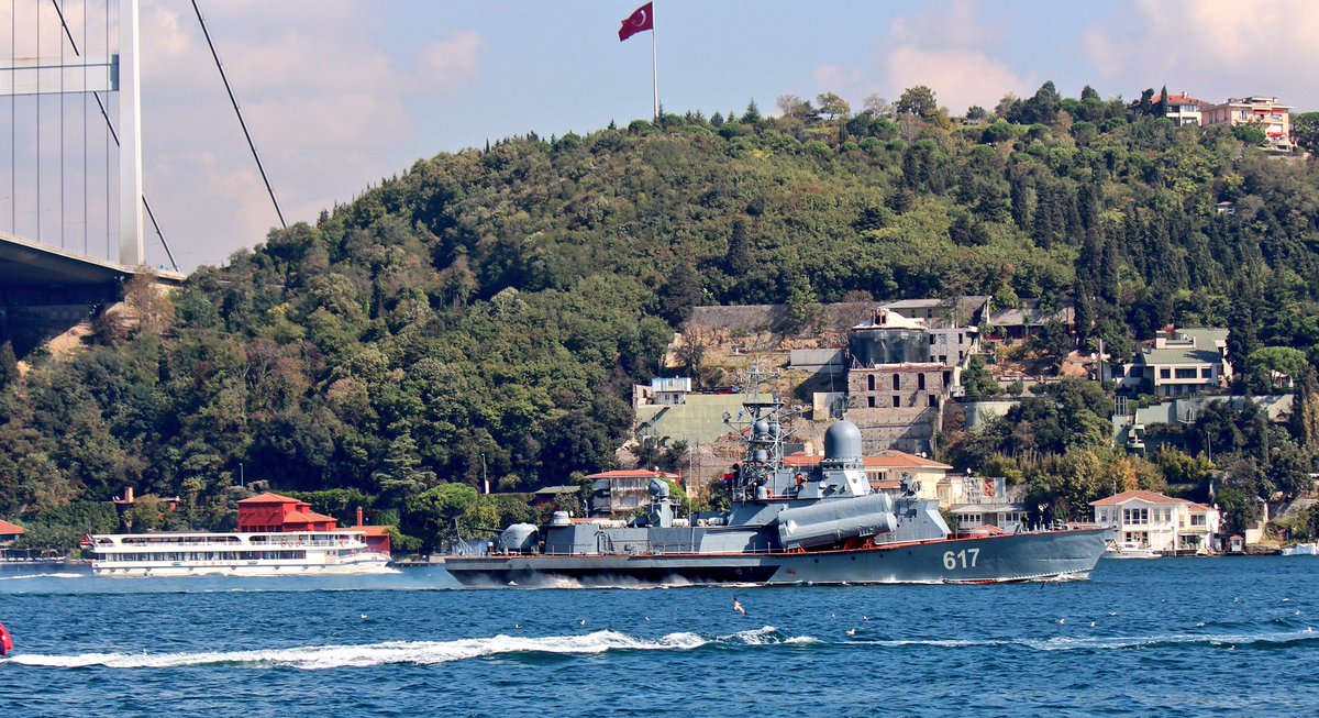 Project1234 BSF Nanuchka class guided missile corvette Mirazh 617 departed Black Sea  and  transited Bosphorus en route to Mediterranean  
