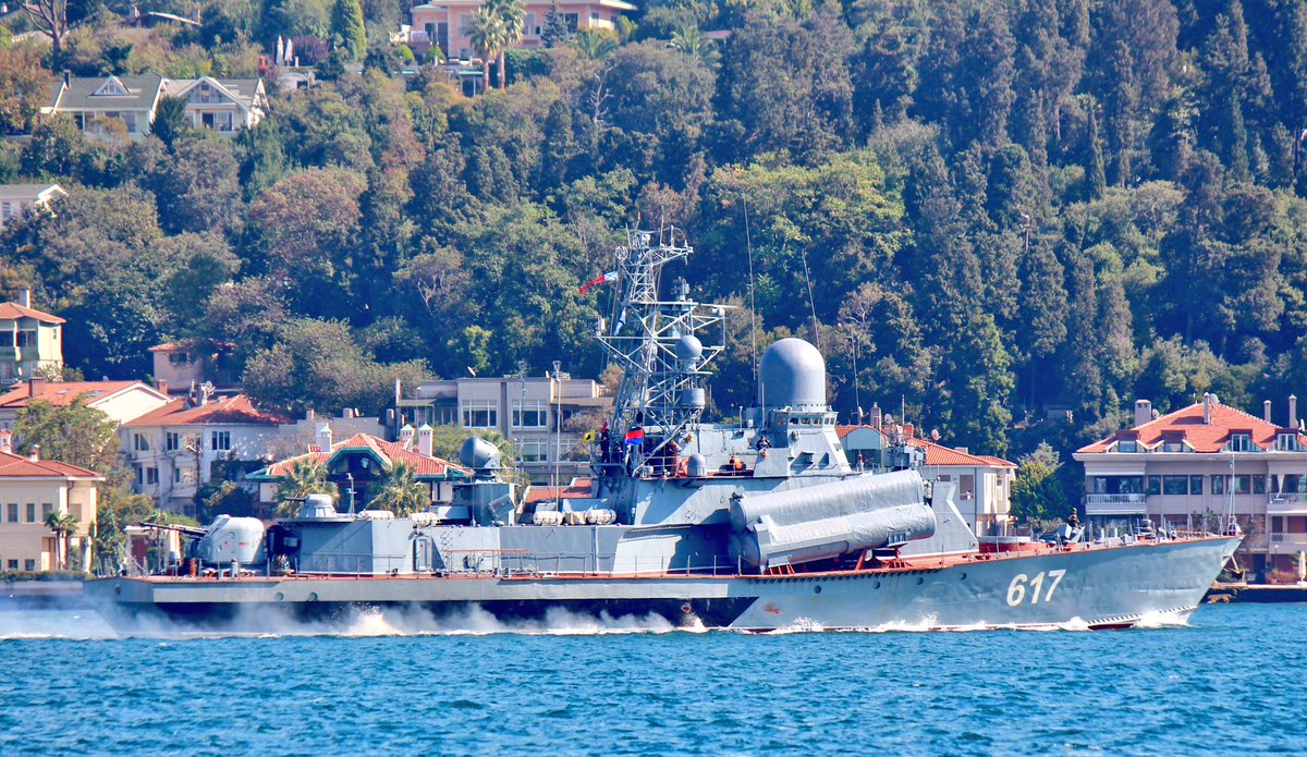 Project1234 BSF Nanuchka class guided missile corvette Mirazh 617 departed Black Sea  and  transited Bosphorus en route to Mediterranean  