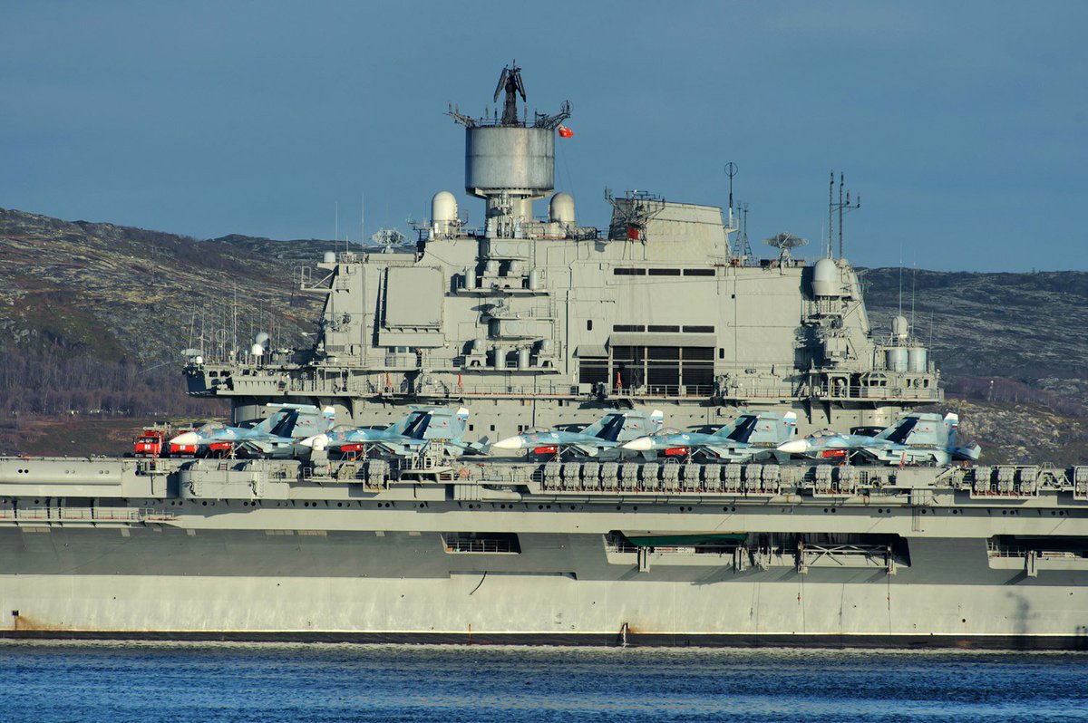 Photos from Severomorsk as Russian only aircraft carrier left to Syria