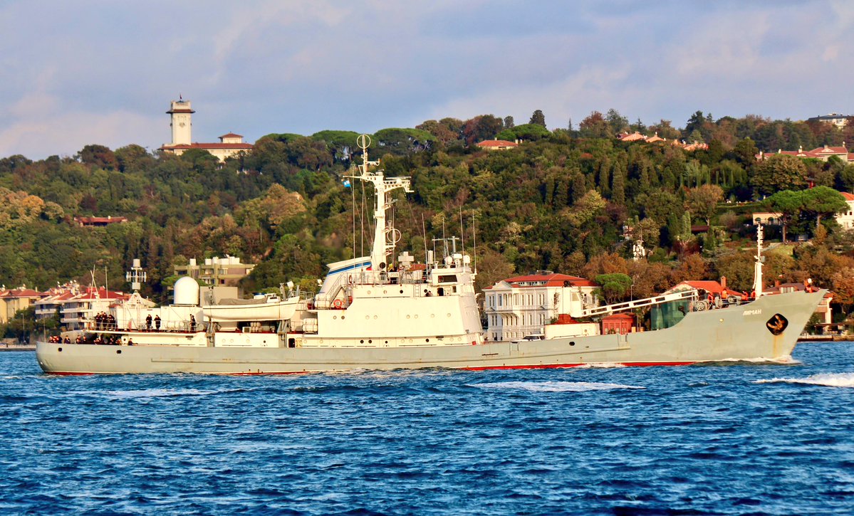 BSF Moma-class AIG intelligence ship Liman transits southbound Bosphorus en route to Mediterranean  