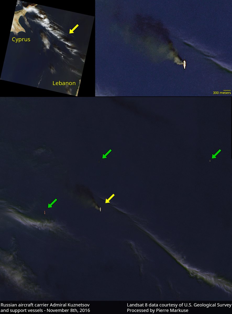 Russian aircraft carrier Admiral Kuznetsov's smoke plume is visible from space 