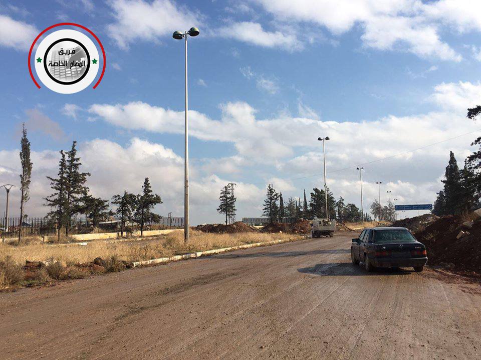 Photos of the road to Aleppo International Airport after the Syrian Army seized area today