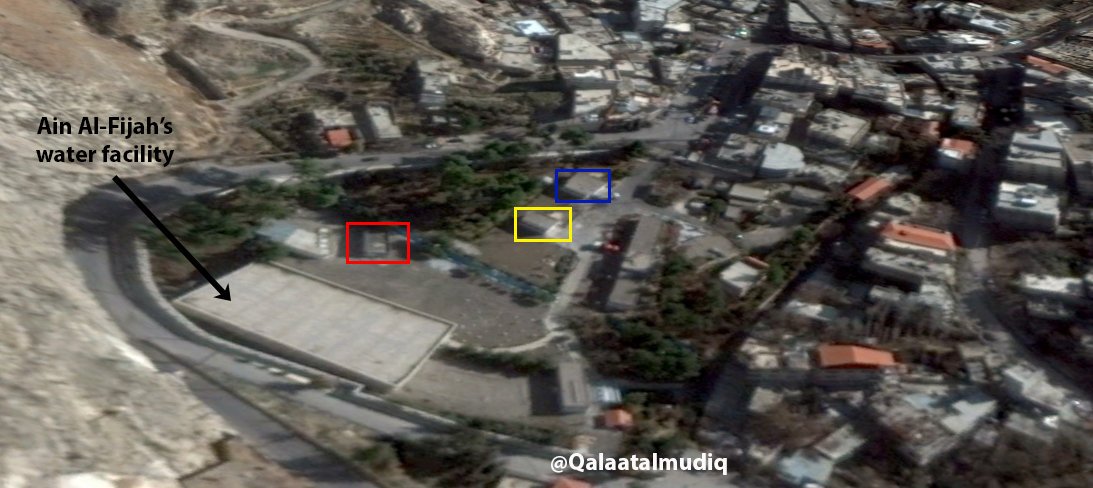 Ain al-Fijah's (Wadi Barada) main water facility (feeding Damascus region with drinking water) geolocated here.  