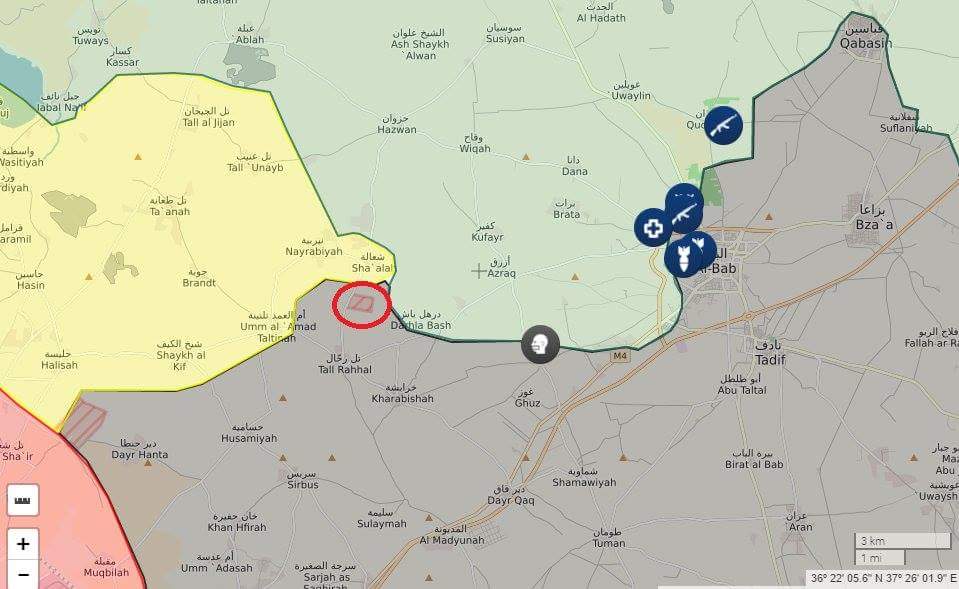 Turkish army seized control over Al Shaalah Radar Base West to Al Bab last night