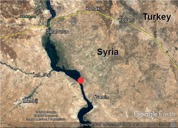 Geolocation confirms US Army Stryker in Syria - passing fmr Turkey Tomb of Suleyman Shah 