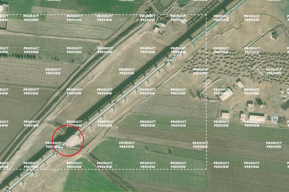 Destroyed bridge North of Al-Bukamal,  