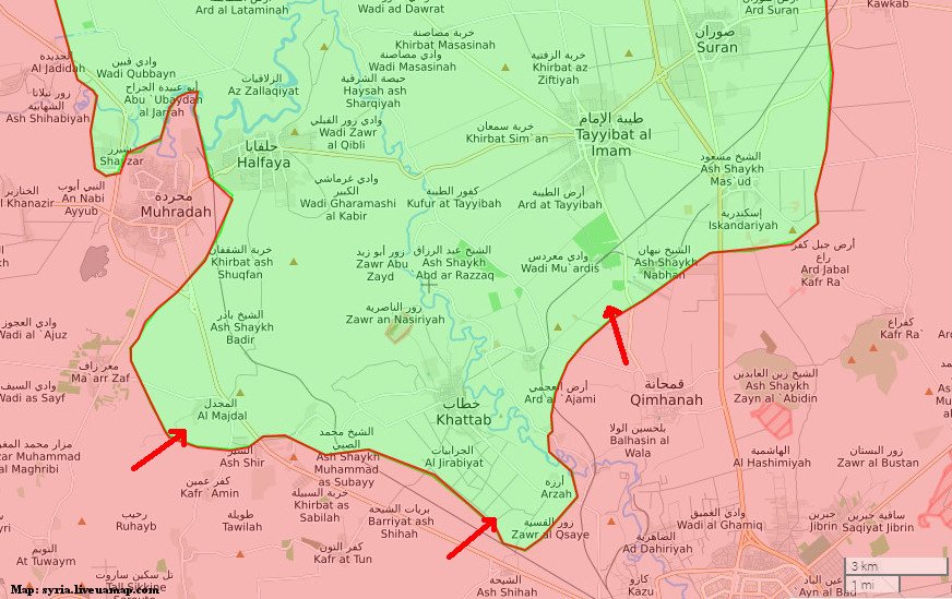 Hama Battle: backed by Russia|n firepower pro-Government forces are counter-attacking on several fronts  and  slowly regaining ground.  