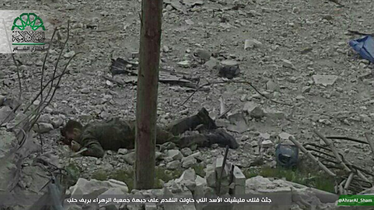 Aleppo: Rebels fended off pro-Government attack on Al-Zahraa district, killed 5 and destroyed one 14.5 mm gun.  