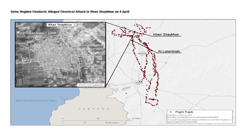 The U.S. DOD has released flight path data showing tracking of Assad government aircraft that conducted the CW attack in Khan Sheikhoun 