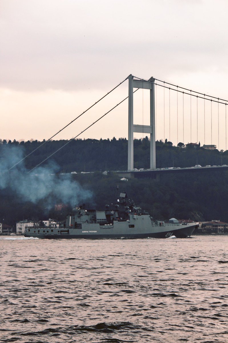 Russian Navy frigate Admiral Grigorovich transits Bosphorus en route to Eastern Med. Armed with Caliber cruise missiles  