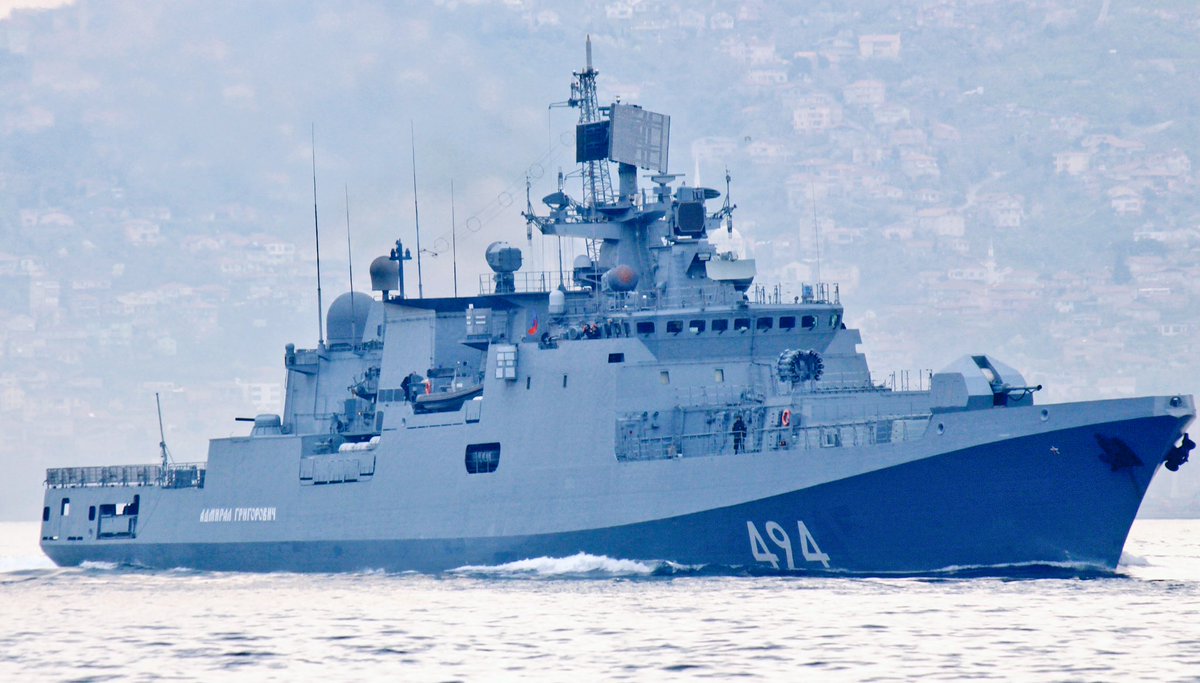 Russian Navy frigate Admiral Grigorovich transits Bosphorus en route to Eastern Med. Armed with Caliber cruise missiles  