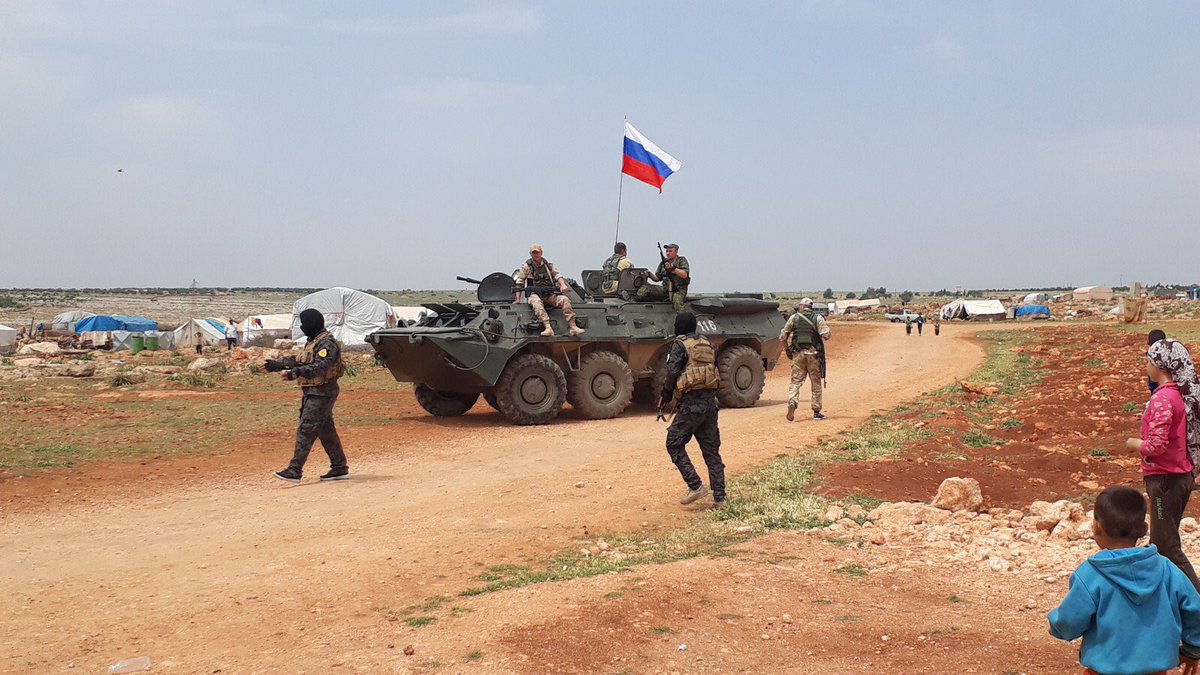 Russian delegation accompany the YPG in Efrîn canton, visiting Rubar refugee camp which was shelled by Turkish forces yesterday.  